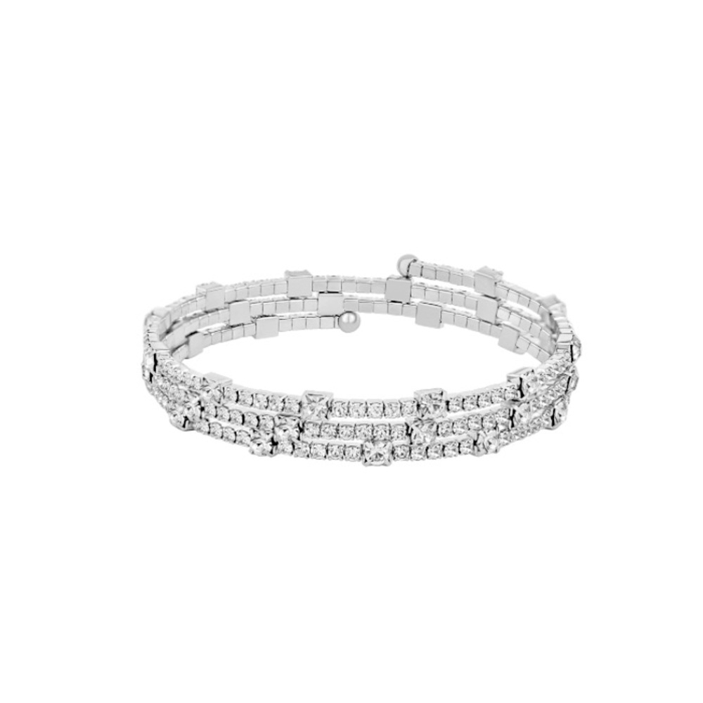 NWT And Now This Silver-Plated 18K Crystal Coil Bracelet